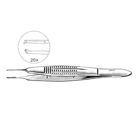 Integra Lifesciences - Jarit - 355162 - Suture Tying Forceps Jarit Castroviejo 4-1/4 Inch Length Or Grade Stainless Steel Nonsterile Nonlocking Serrated Wide Thumb Handle Straight 0.9 Mm Wide Tips With 1 X 2 Teeth