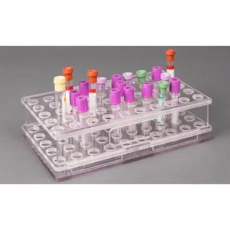 Poltex - BLDTUBE50 - Carrier Rack Blood Tube Rack Poltex 50 Place 17 mm Tube Size Clear 2-1/2 X 5-3/4 X 10 Inch