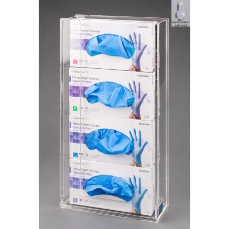 Poltex - ACGB4-W - Glove Box Holder Wall Mounted 4-Box Capacity Clear 10-1/4 W X 3-3/4 D X 20 H Inch Acrylic