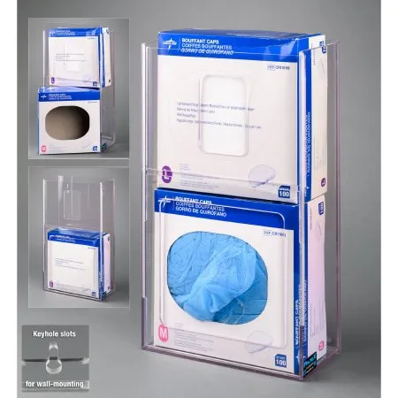 Poltex - BOUFFCAP2VM-W - Bouffant Cap Dispenser Wall Mount 2-Box Capacity Clear 4.8 X 11-1/4 X 20 Inch PETG Plastic