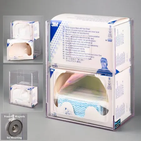 Poltex - FACESHLD2VM-M - Face Shield Dispenser Magnetic Mount 2-Box Capacity Clear 6.4 X 11-1/2 X 15 Inch PETG Plastic