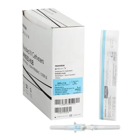 McKesson - 380323 - Prevent R Peripheral IV Catheter Prevent R 22 Gauge 1 Inch Button Retracting Safety Needle