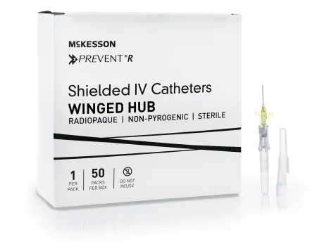 McKesson - 380312 - Prevent R Peripheral IV Catheter Prevent R 24 Gauge 0.75 Inch Button Retracting Safety Needle