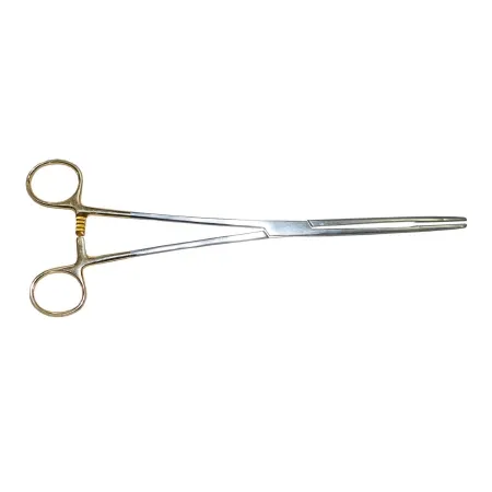 Medgyn Products - 031161 - Uterine Dressing Forceps Medgyn Bozeman 10-1/2 Inch Length Surgical Grade Stainless Steel Nonsterile Ratchet Lock Finger Ring Handle Straight Serrated Oval Jaws