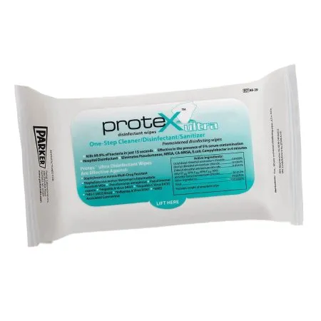 Parker Laboratories - Protex Ultra - 48-40 - Parker Labs   Surface Disinfectant Cleaner Premoistened Manual Pull Wipe 60 Count Soft Pack Lemon Scent NonSterile
