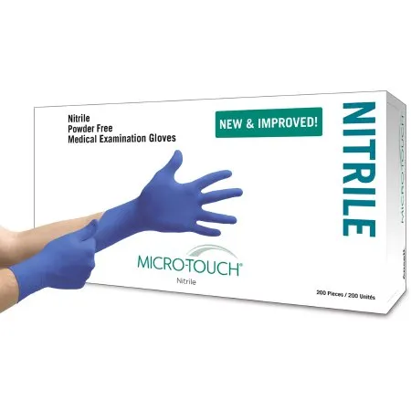 Microflex Medical - Micro-Touch - 313029080 - Exam Glove Micro-Touch Medium NonSterile Nitrile Standard Cuff Length Textured Fingertips Blue Chemo Tested