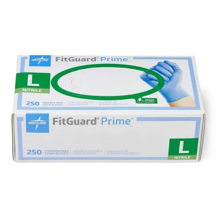 Medline - FitGuard Prime - FG2303 - Exam Glove Fitguard Prime Large Nonsterile Nitrile Standard Cuff Length Textured Fingertips Blue Chemo Tested