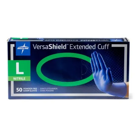 Medline - From: VS711L To: VS711XL - Versashield Extended Cuff Powder Free Nitrile Exam Gloves L