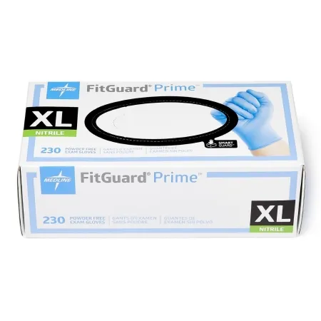 Medline - FitGuard Prime - FG2304 - Exam Glove Fitguard Prime X-large Nonsterile Nitrile Standard Cuff Length Textured Fingertips Blue Chemo Tested
