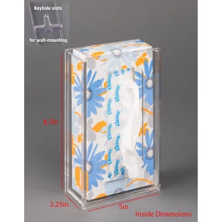 Poltex - TISSUE2.2-W - Tissue Box Holder Poltex Clear Petg One Tissue Box Wall Mount