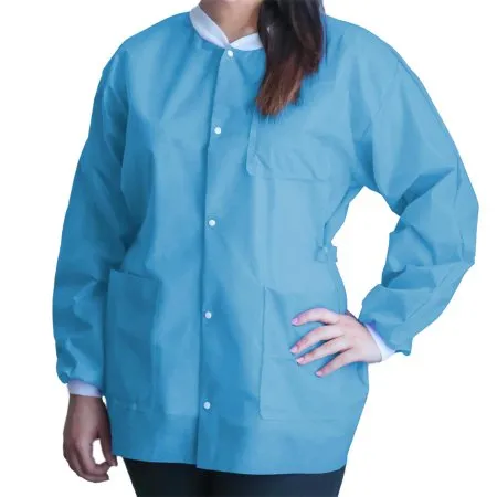 Dukal - FitMe - UGJ-6501-XXL - Lab Jacket Fitme Sky Blue 2x-large Hip Length 3-layer Sms Disposable