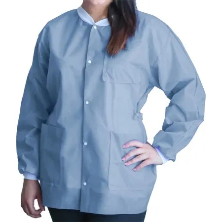 Dukal - FitMe - UGJ-6503-M - Lab Jacket FitMe Ceil Blue Medium Hip Length Disposable