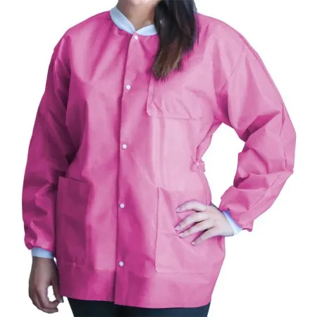 Dukal - FitMe - UGJ-6509-S - Lab Jacket Fitme Raspberry Pink Small Hip Length 3-layer Sms Disposable