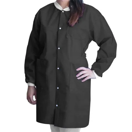 Dukal - FitMe - UGC-6600-S - Lab Coat Fitme Black Small Knee Length 3-layer Sms Disposable
