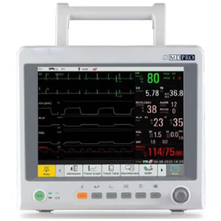 MDPro - MDPRO4500_WIFI - MDPro4500 12" Patient Monitor with Wifi and adult accessories Patient ready w- open CO2 and IBP ports Standard configuration with 3-5-lead ECG RESP NIBP SpO2 2-TEMP PR -DROP SHIP ONLY-