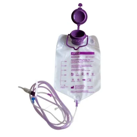 Amsino International  - PE90B5T - Enteral Pump Set with 500 ml Bag  Anti-Free Flow Valve  ENFit® Connector and Transition Connector  30-cs
