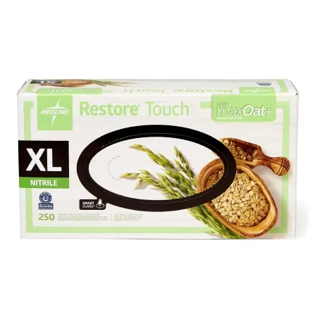 Medline - Restore Touch - OAT3004 - Exam Glove Restore Touch X-large Nonsterile Nitrile Standard Cuff Length Textured Fingertips Green Chemo Tested