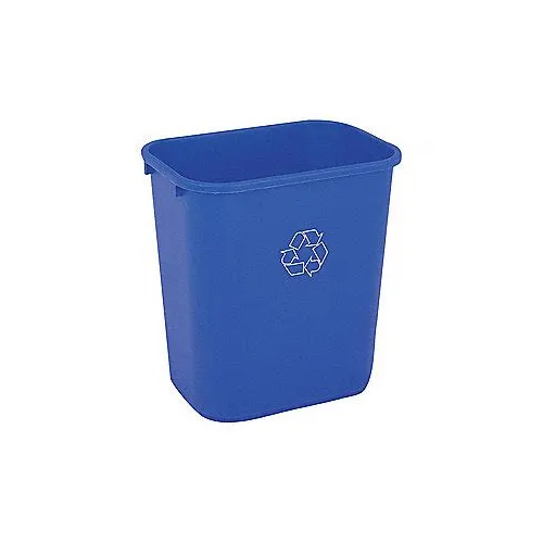 Grainger - 4UAU5 - Recycling Container 7 Gal. Rectangular Blue Plastic Open Top