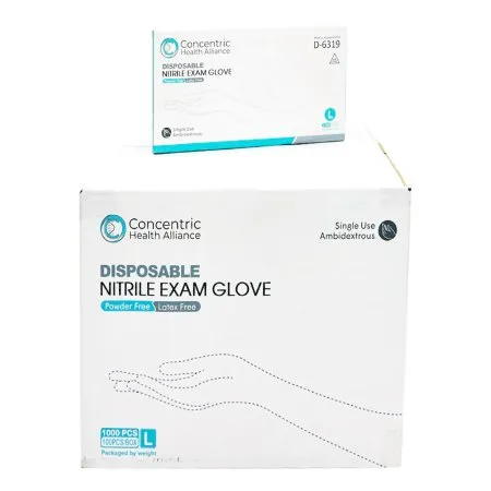 Concentric Health Alliance - Concentric - 09112876777 - Exam Glove Concentric Large NonSterile Nitrile Standard Cuff Length Blue Not Rated