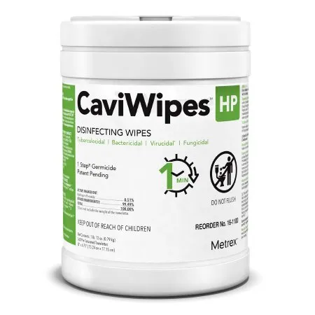 Metrex Research - CaviWipes HP - 16-1100 - Caviwipes Hp Surface Disinfectant Cleaner Peroxide Based Manual Pull Wipe 160 Count Canister Scented Nonsterile