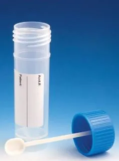 Globe Scientific - 109120L - Container, Fecal, Attached Screw Cap With Spoon, Pp, Conical Bottom, Self-standing, Attached Id Label