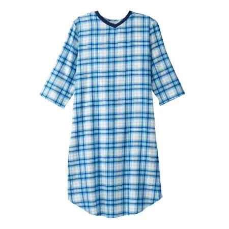 Silverts Adaptive - SV50120_TQUP_2XL - Patient Exam Gown Silverts 2x-large Turquoise Plaid Reusable
