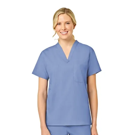 Fashion Seal Uniforms - 6796-8XL - Scrub Shirt 8x-large Ceil Blue 1 Pocket Short Sleeve Unisex