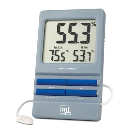Market Lab - Traceable - ML6981 - Digital Thermometer / Hygrometer With Alarm Traceable Fahrenheit / Celsius 32° To 140°f (0° To 60°c) External Probe Desk / Wall Mount Battery Operated