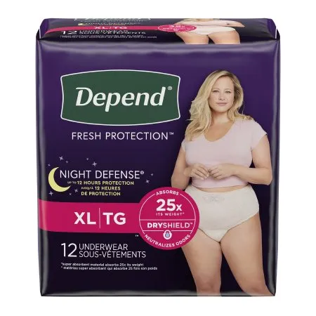 Kimberly Clark - 55154 - Depend Night Defense, Overnight Underwear, Blush, X-Large, 12 - Replaces: 6945591