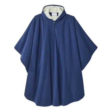 Silverts Adaptive - SV27000_NAV_OS - Wheelchair Cape With Hood Silverts Navy Blue One Size Fits Most Front Opening Zipper Closure Unisex