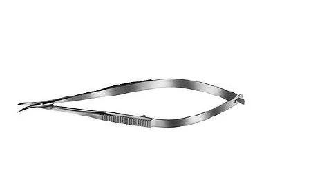 Bausch & Lomb - Storz - E3218R - Corneal Scissors Storz 4-1/5 Inch Length Surgical Grade Stainless Steel Nonsterile Flat Serrated Handle Curved Right