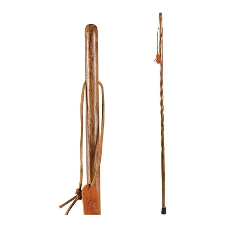 Mabis Healthcare - Brazos Twisted Backpacker - 602-3000-1014 - Walking Stick Brazos Twisted Backpacker Wood 58 Inch Height Brown Oak