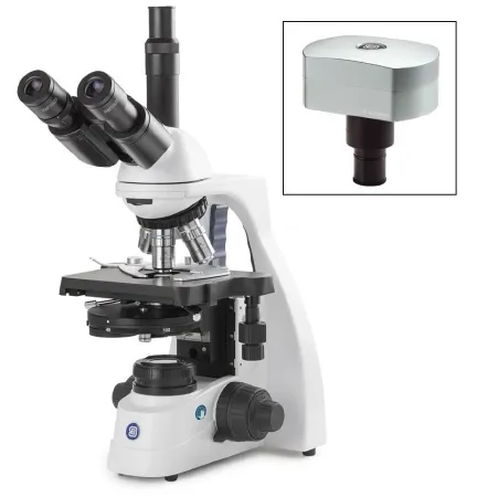 Globe Scientific - bScope - EBS-1153-PLPHI-DC18 - Bscope Compound Microscope Bundle Siedentopf Type Trinocular Head Plan Phase Ios 10x, 20x, S40x, S100x Oil Immersion Mechanical Stage With Integrated X-y Rackless Stage