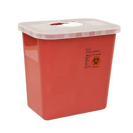Cardinal - SharpSafety - 8950SA -  Sharps Container  Red Base 6 3/4 H X 8 3/4 D Inch Vertical Entry 1.25 Gallon