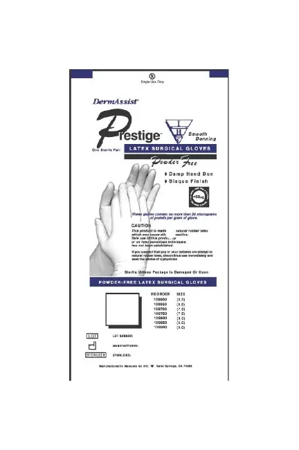 Innovative Healthcare - DermAssist Prestige DHD - 139900 - Surgical Glove Dermassist Prestige Dhd Size 9 Sterile Latex Standard Cuff Length Smooth Ivory Not Chemo Approved