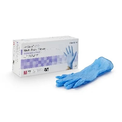 Mckesson - McKesson Confiderm 6.5CX - 14-674C - McKesson  Exam Glove  Small NonSterile Nitrile Extended Cuff Length Textured Fingertips Blue Chemo Tested