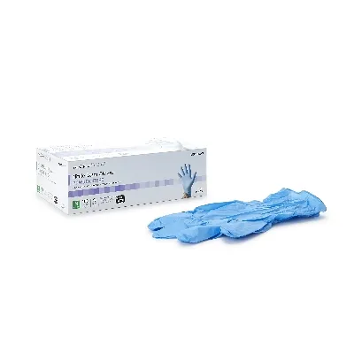 Mckesson - McKesson Confiderm 6.5CX - 14-676C - McKesson  Exam Glove  Medium NonSterile Nitrile Extended Cuff Length Textured Fingertips Blue Chemo Tested