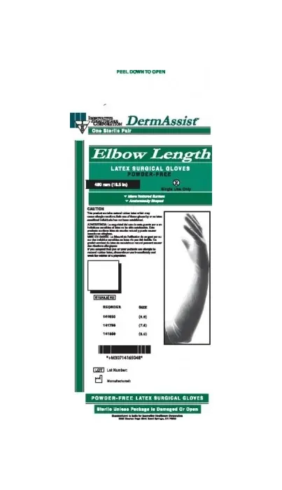 DermAssist - Innovative Healthcare - 141650 - Gloves, Surgical, Size 6&frac12;, Latex, Sterile, PF, Textured, Elbow Length (18&frac12;"), 4 bx/cs