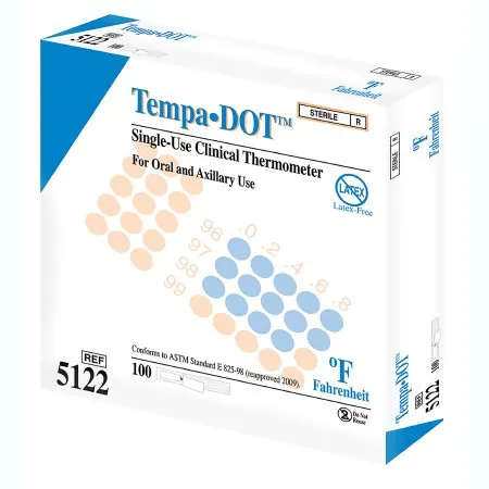 Medical Indicators - Tempa·DOT - 5122 - Disposable Oral Thermometer Tempa·DOT 99 to 104 °F Color Dots Display