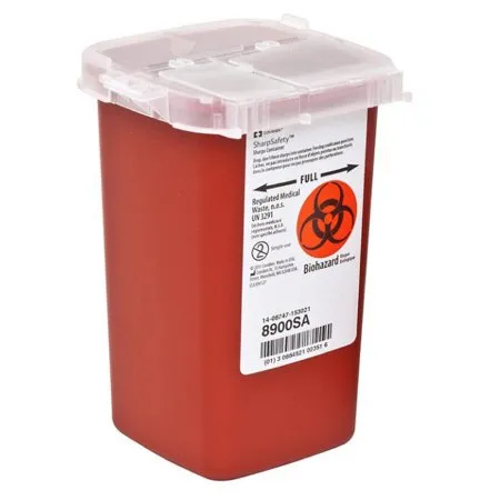 Cardinal Health - 8900SA - Sharps Container, 1 Qt, Red, 100/cs (24 cs/plt) (Continental US Only)