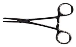 Medical Action Industries - 56224 - Hemostatic Forceps Mosquito 4-3/4 Inch Length Floor Grade Nickel Plated Stainless Steel Sterile Ratchet Lock Finger Ring Handle Curved Serrated Tip