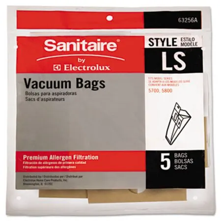 Sanitaire - Eur-63256a10 - Commercial Upright Vacuum Cleaner Replacement Bags, Style Ls, 5/Pack