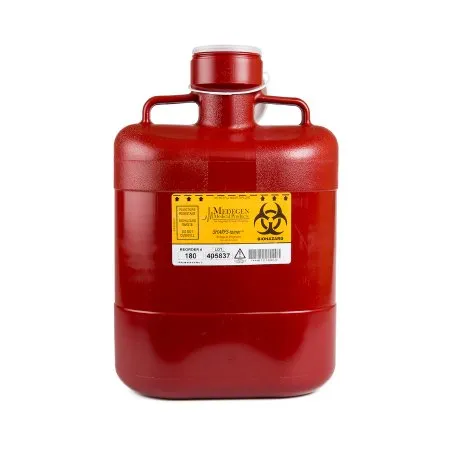 Medegen Medical - From: 180 To: 185 - Products Sharps Tainer Sharps Container Sharps Tainer Red Base 15 H X 10 W X 6 D Inch Vertical Entry 2.5 Gallon