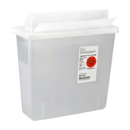 Cardinal - In-Room - 851201 - Sharps Container In-Room Translucent Base 11 H X 10-3/4 W X 4-3/4 D Inch Horizontal Entry 1.25 Gallon