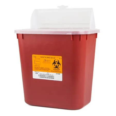 Medegen Medical - Sharps - 8704 -   Container  Red Base 9 1/2 H X 10 W X 7 D Inch Horizontal Entry 2 Gallon