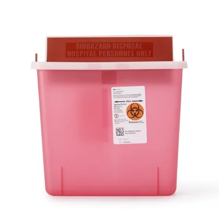Cardinal - In-Room - 85131 - In Room Sharps Container In Room Translucent Red Base 11 H X 10 3/4 W X 4 3/4 D Inch Horizontal Entry 1.25 Gallon