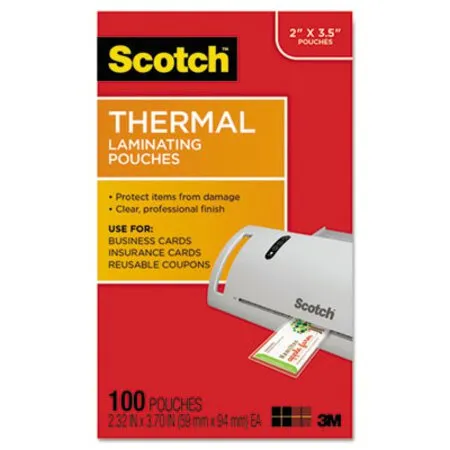 Scotch - MMM-TP5851100 - Laminating Pouches, 5 Mil, 3.75 X 2.38, Gloss Clear, 100/pack