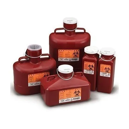 Medegen Medical - From: 184R To: 185S - Products Sharps Tainer Sharps Container Sharps Tainer Red Base 5 H X 3 1/2 W X 3 1/2 D Inch Vertical Entry 0.175 Gallon