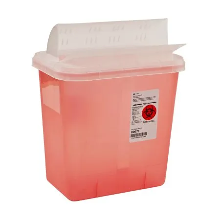 Cardinal - SharpSafety - 89651 - Sharps Container SharpSafety Translucent Red Base 12-3/4 H X 7-1/4 D X 10-1/2 W Inch Horizontal Entry 2 Gallon