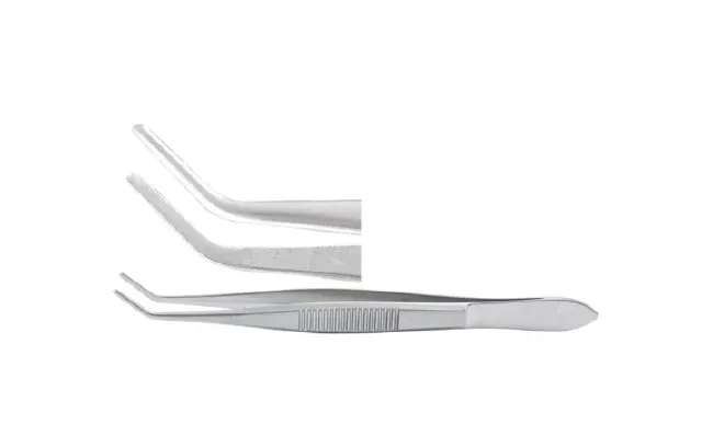 Integra Lifesciences - Miltex - 18-956 - Utility Forceps Miltex Nugent 4-1/4 Inch Length Or Grade German Stainless Steel Nonsterile Nonlocking Thumb Handle Angled Smooth Tip